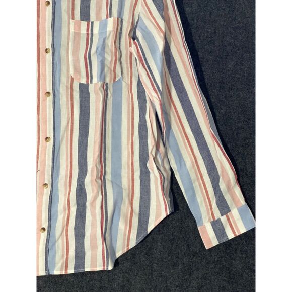 Anthropologie Maeve Womens Medium Chatham Striped Button Down Long Sleeve Pocket - Picture 7 of 13
